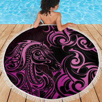 Pink Aotearoa Horse Racing Beach Blanket NZ Maori Pattern LT14 - Polynesian Pride