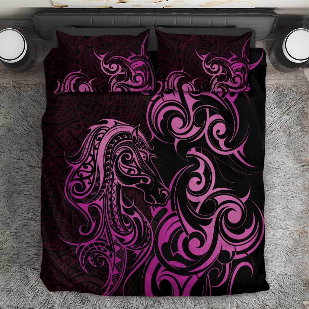 Pink Aotearoa Horse Racing Bedding Set NZ Maori Pattern LT14 Pink - Polynesian Pride
