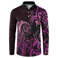 Pink Aotearoa Horse Racing Button Sweatshirt NZ Maori Pattern LT14 Pink - Polynesian Pride