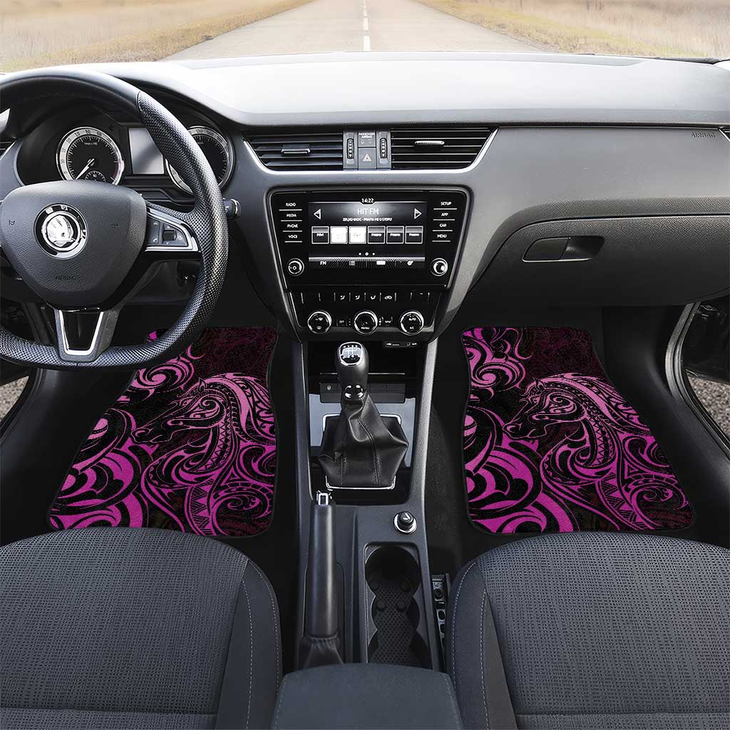 Pink Aotearoa Horse Racing Car Mats NZ Maori Pattern LT14 Set 2pcs - Front Pink - Polynesian Pride