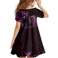 Pink Aotearoa Horse Racing Kid Short Sleeve Dress NZ Maori Pattern LT14 - Polynesian Pride