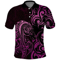 Pink Aotearoa Horse Racing Polo Shirt NZ Maori Pattern LT14 Pink - Polynesian Pride