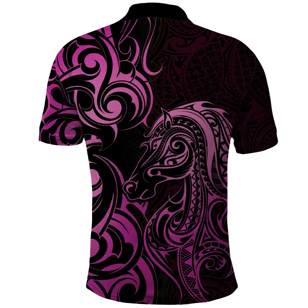 Pink Aotearoa Horse Racing Polo Shirt NZ Maori Pattern LT14 - Polynesian Pride