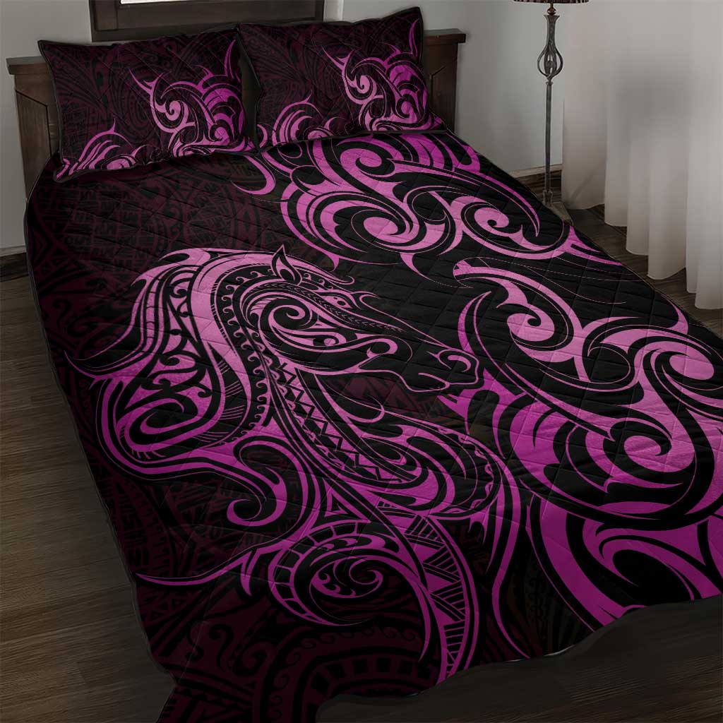 Pink Aotearoa Horse Racing Quilt Bed Set NZ Maori Pattern LT14 Pink - Polynesian Pride