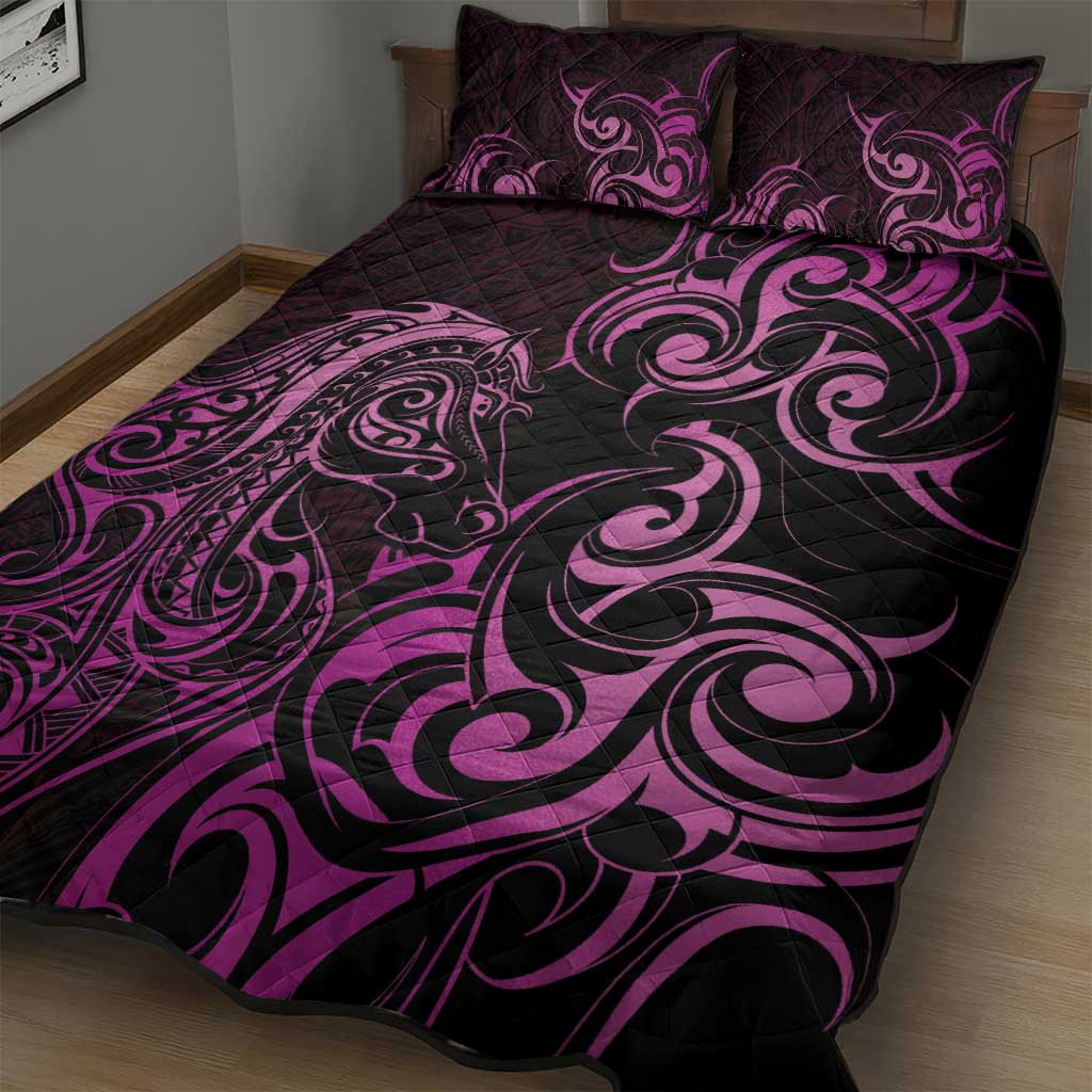 Pink Aotearoa Horse Racing Quilt Bed Set NZ Maori Pattern LT14 - Polynesian Pride