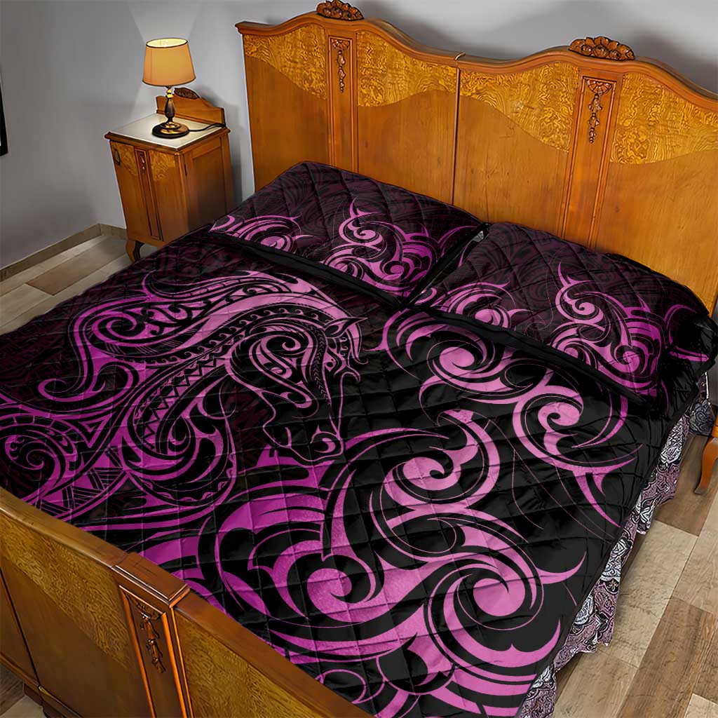 Pink Aotearoa Horse Racing Quilt Bed Set NZ Maori Pattern LT14 - Polynesian Pride
