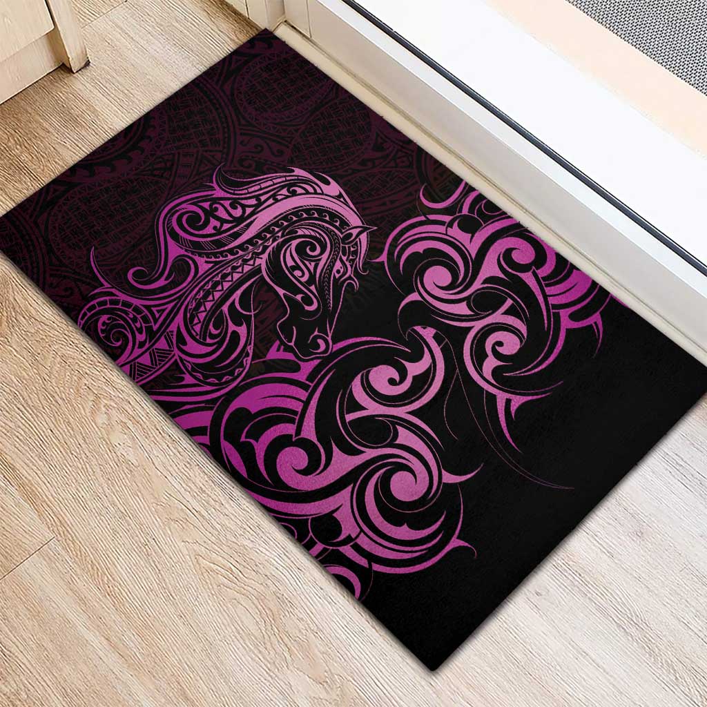 Pink Aotearoa Horse Racing Rubber Doormat NZ Maori Pattern LT14 - Polynesian Pride