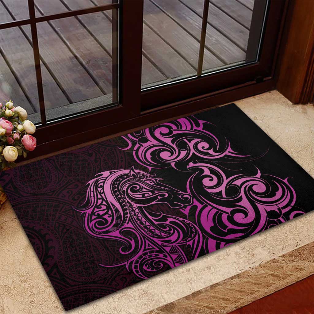 Pink Aotearoa Horse Racing Rubber Doormat NZ Maori Pattern LT14 - Polynesian Pride