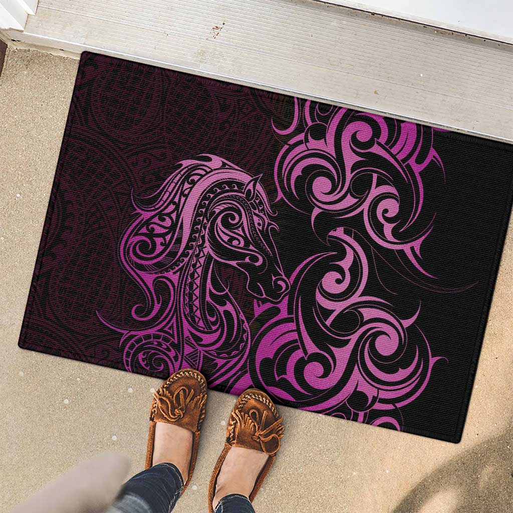 Pink Aotearoa Horse Racing Rubber Doormat NZ Maori Pattern LT14 - Polynesian Pride
