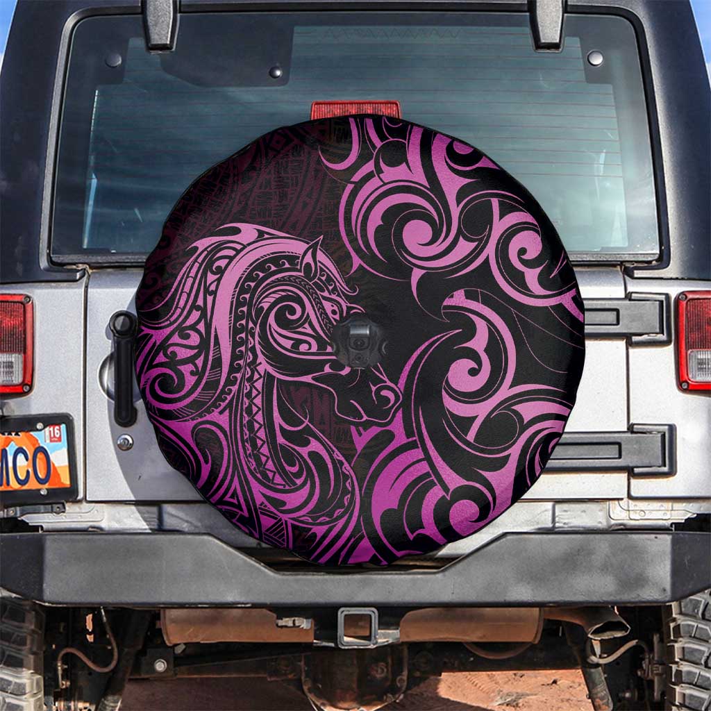 Pink Aoteara Horse Racing Spare Tire Cover NZ Maori Pattern