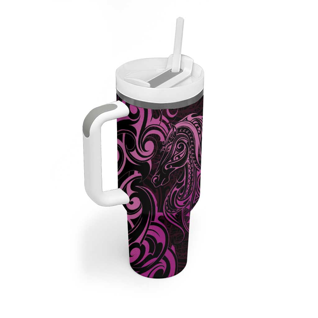 Pink Aotearoa Horse Racing Tumbler With Handle NZ Maori Pattern LT14 - Polynesian Pride