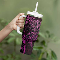 Pink Aotearoa Horse Racing Tumbler With Handle NZ Maori Pattern LT14 - Polynesian Pride