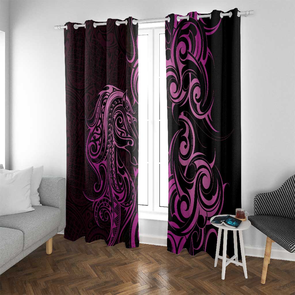 Pink Aotearoa Horse Racing Window Curtain NZ Maori Pattern LT14 With Grommets Pink - Polynesian Pride