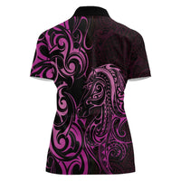 Pink Aotearoa Horse Racing Women Polo Shirt NZ Maori Pattern LT14 - Polynesian Pride