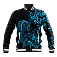 Blue Aotearoa Horse Racing Baseball Jacket NZ Maori Pattern LT14 Unisex Blue - Polynesian Pride