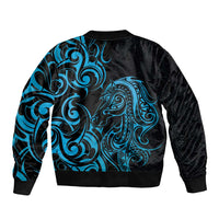 Blue Aotearoa Horse Racing Bomber Jacket NZ Maori Pattern LT14 - Polynesian Pride