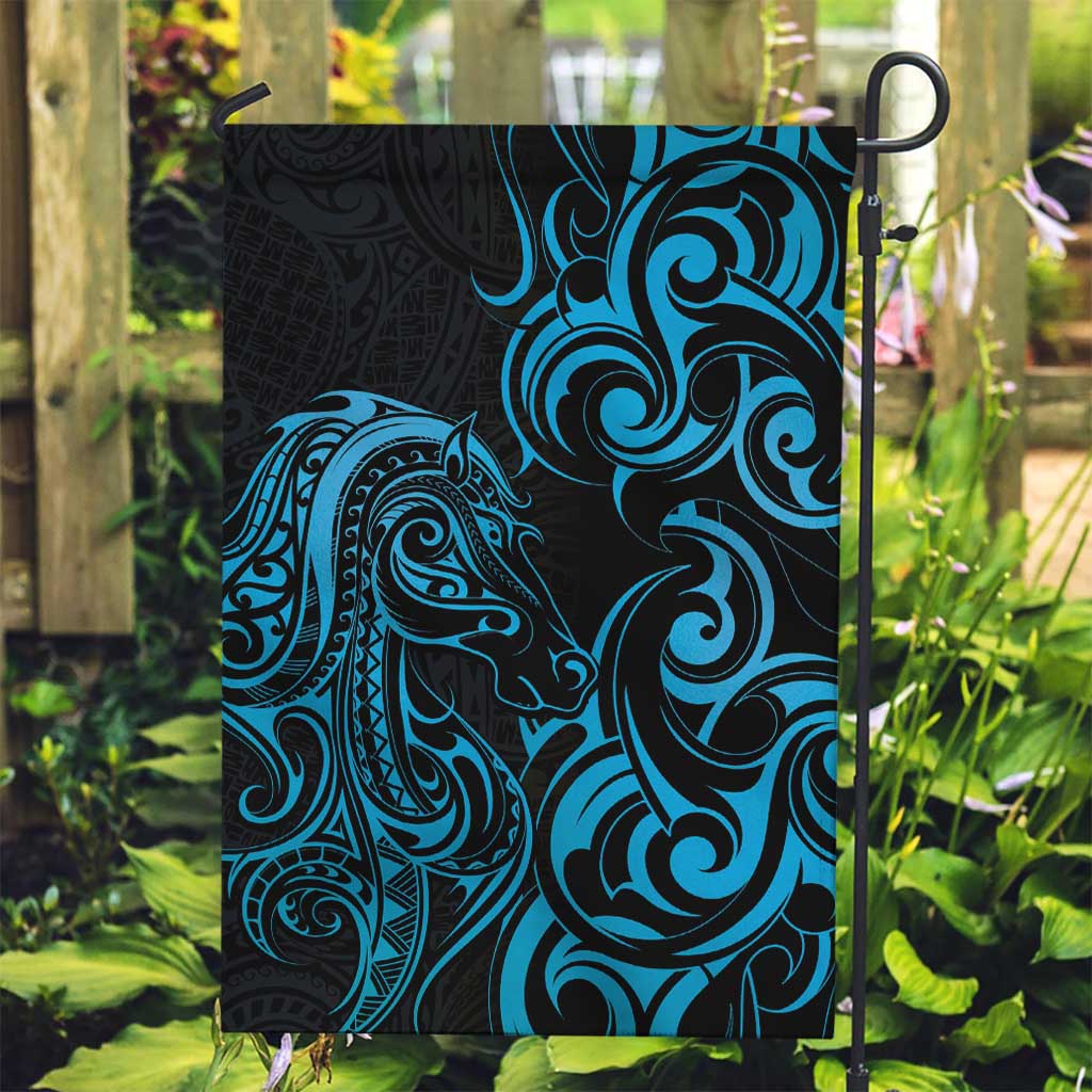 Blue Aotearoa Horse Racing Garden Flag NZ Maori Pattern LT14 Garden Flag Blue - Polynesian Pride