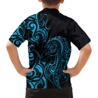 Blue Aotearoa Horse Racing Kid Hawaiian Shirt NZ Maori Pattern LT14 - Polynesian Pride