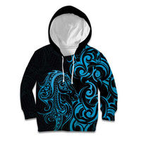 Blue Aotearoa Horse Racing Kid Hoodie NZ Maori Pattern LT14 Hoodie Blue - Polynesian Pride