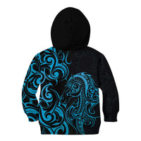 Blue Aotearoa Horse Racing Kid Hoodie NZ Maori Pattern LT14 - Polynesian Pride