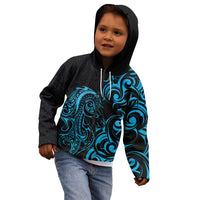 Blue Aotearoa Horse Racing Kid Hoodie NZ Maori Pattern LT14 - Polynesian Pride