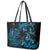 Blue Aoteara Horse Racing Leather Tote Bag NZ Maori Pattern