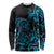 Blue Aoteara Horse Racing Long Sleeve Shirt NZ Maori Pattern