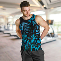 Blue Aotearoa Horse Racing Men Tank Top NZ Maori Pattern LT14 Blue - Polynesian Pride