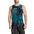 Blue Aoteara Horse Racing Men Tank Top NZ Maori Pattern