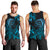 Blue Aoteara Horse Racing Men Tank Top NZ Maori Pattern