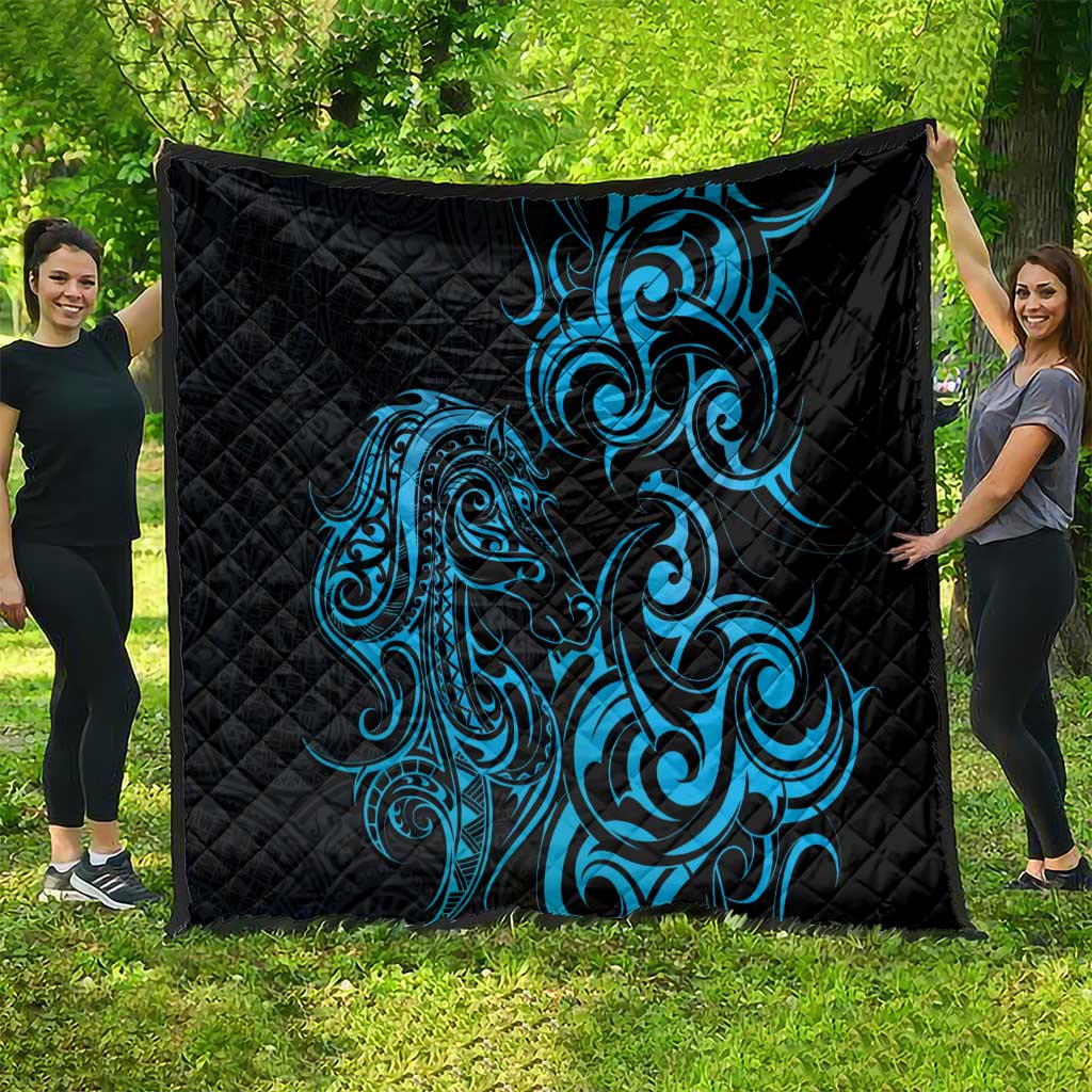 Blue Aotearoa Horse Racing Quilt NZ Maori Pattern LT14 - Polynesian Pride