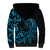 Blue Aoteara Horse Racing Sherpa Hoodie NZ Maori Pattern