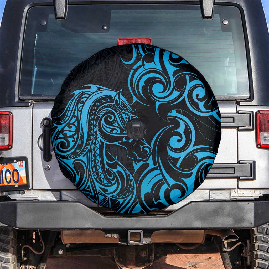 Blue Aoteara Horse Racing Spare Tire Cover NZ Maori Pattern