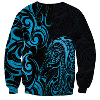 Blue Aotearoa Horse Racing Sweatshirt NZ Maori Pattern LT14 - Polynesian Pride