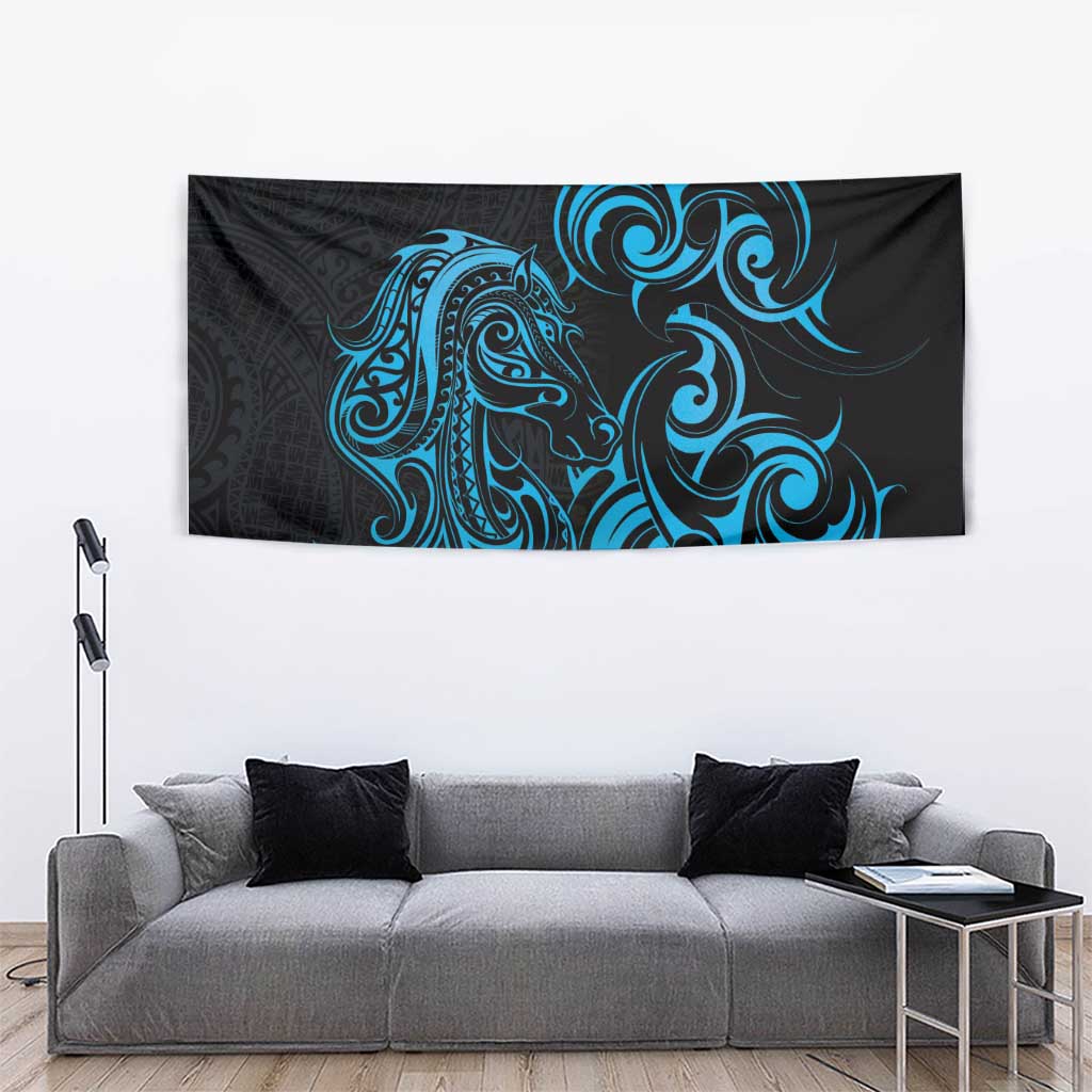Blue Aotearoa Horse Racing Tapestry NZ Maori Pattern LT14 - Polynesian Pride