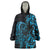 Blue Aoteara Horse Racing Wearable Blanket Hoodie NZ Maori Pattern