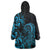 Blue Aoteara Horse Racing Wearable Blanket Hoodie NZ Maori Pattern