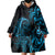 Blue Aoteara Horse Racing Wearable Blanket Hoodie NZ Maori Pattern