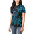 Blue Aoteara Horse Racing Women Polo Shirt NZ Maori Pattern