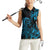 Blue Aoteara Horse Racing Women Sleeveless Polo Shirt NZ Maori Pattern