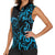 Blue Aoteara Horse Racing Women Sleeveless Polo Shirt NZ Maori Pattern