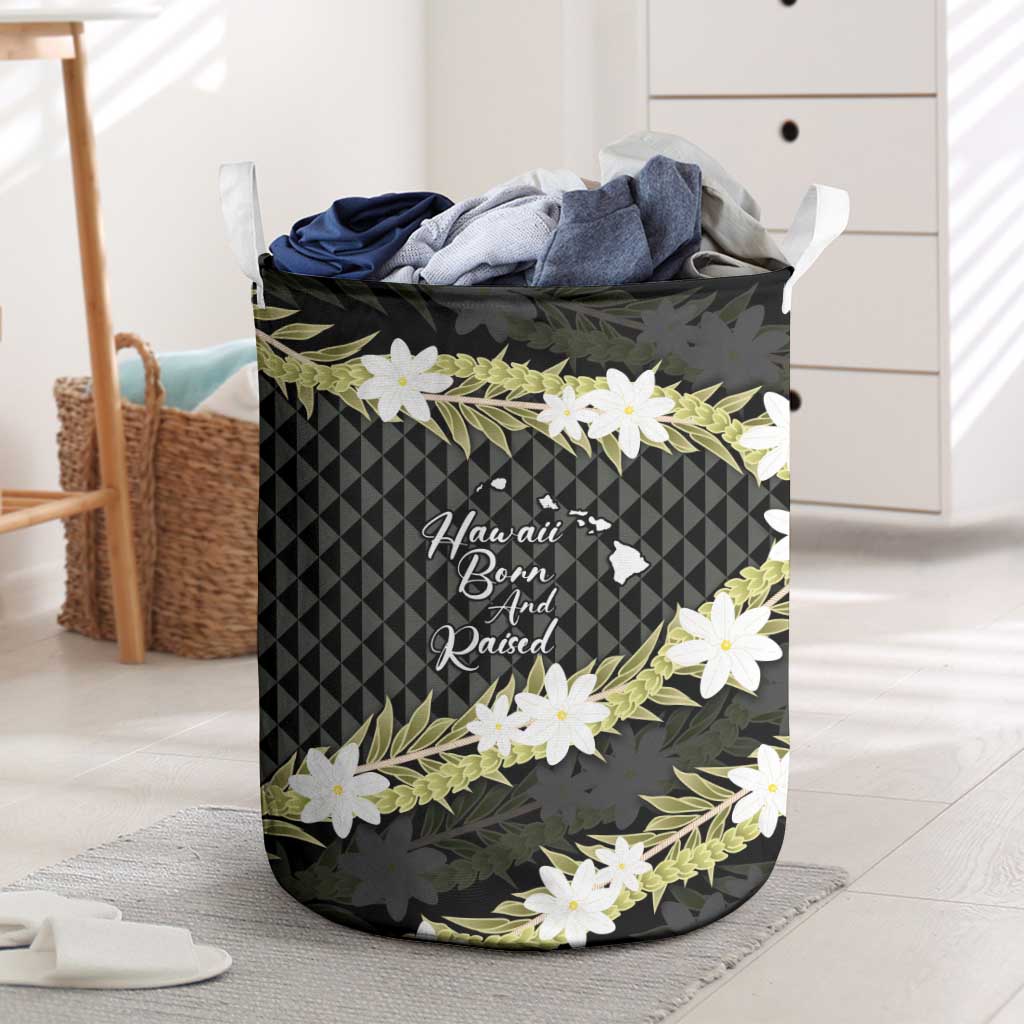 Born And Raised Aloha Hawaii Laundry Basket Kanaka Kakau Hawaiian Tiare Pakalana Lei LT14 Black - Polynesian Pride