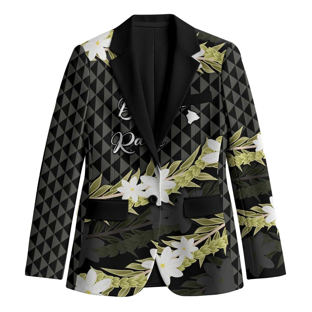 Born And Raised Aloha Hawaii Blazer Kanaka Kakau Hawaiian Tiare Pakalana Lei LT14 Unisex Black - Polynesian Pride