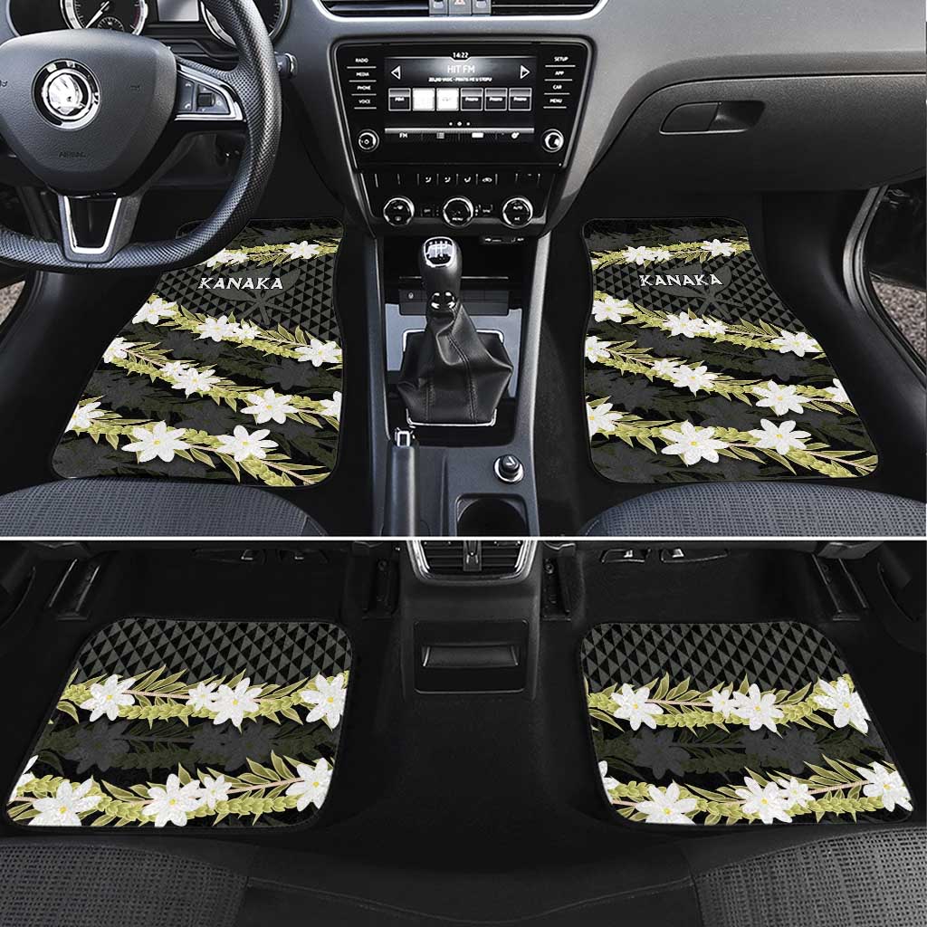 Born And Raised Aloha Hawaii Car Mats Kanaka Kakau Hawaiian Tiare Pakalana Lei LT14 Set 4pcs Black - Polynesian Pride