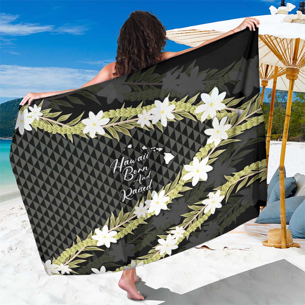 Born And Raised Aloha Hawaii Sarong Kanaka Kakau Hawaiian Tiare Pakalana Lei LT14 One Size 44 x 66 inches Black - Polynesian Pride