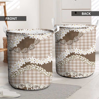 Brown Hawaii Tiare and Shell Lei Laundry Basket Hawaiian Palaka Luxury Vibes LT14 - Polynesian Pride