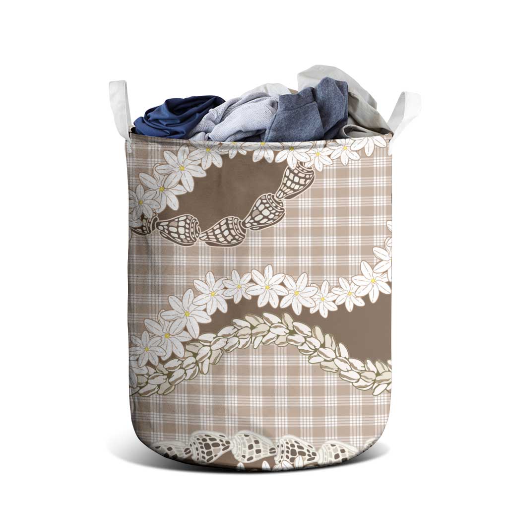 Brown Hawaii Tiare and Shell Lei Laundry Basket Hawaiian Palaka Luxury Vibes LT14 - Polynesian Pride