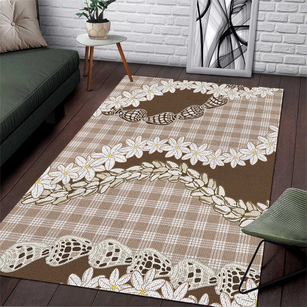 Brown Hawaii Tiare and Shell Lei Area Rug Hawaiian Palaka Luxury Vibes LT14 Brown - Polynesian Pride