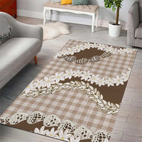 Brown Hawaii Tiare and Shell Lei Area Rug Hawaiian Palaka Luxury Vibes LT14 - Polynesian Pride