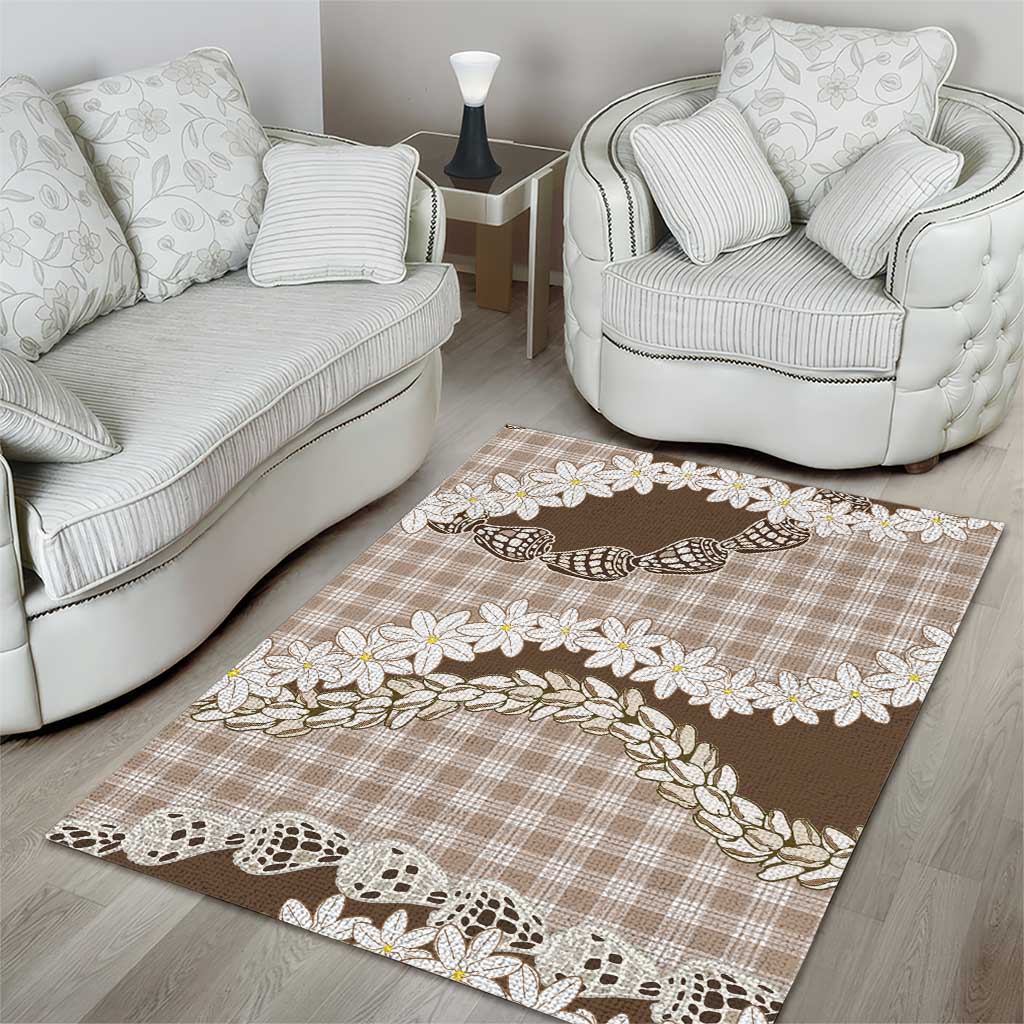 Brown Hawaii Tiare and Shell Lei Area Rug Hawaiian Palaka Luxury Vibes LT14 - Polynesian Pride